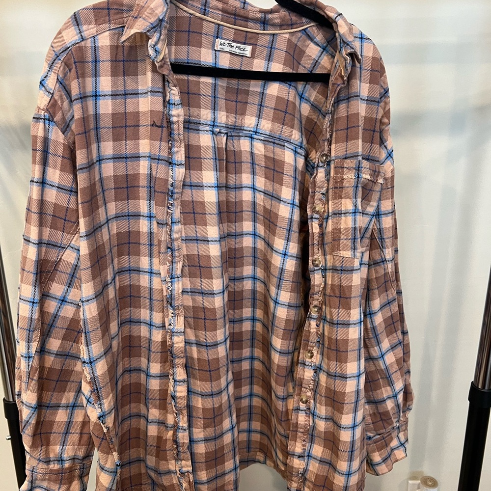 Free People Plaid Button up